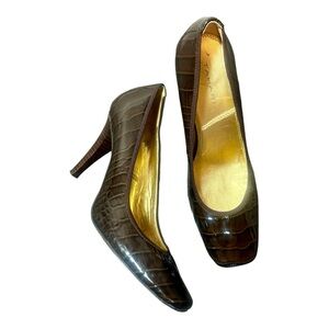 TAHARI Enya Patent Leather Square Toe Heels